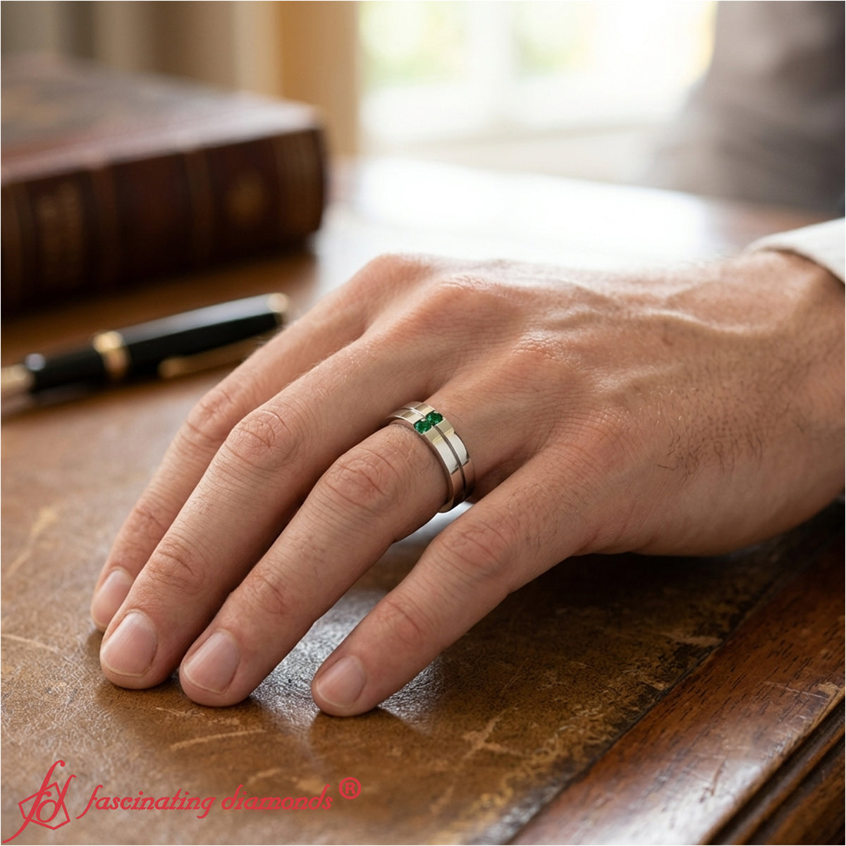 Mens 2 Stone Band