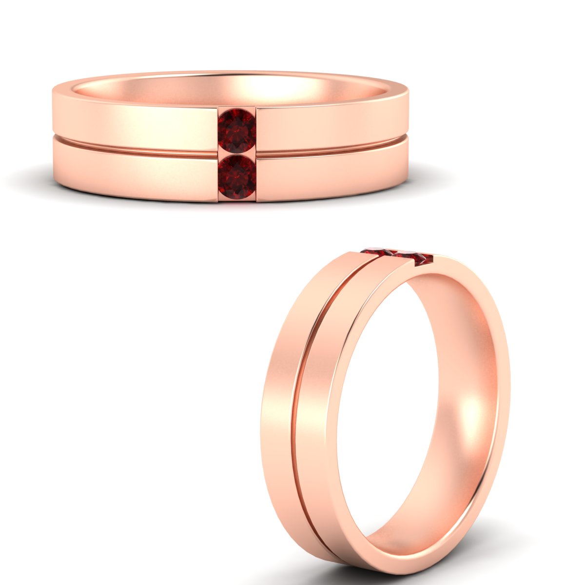 Mens 2 Stone Band