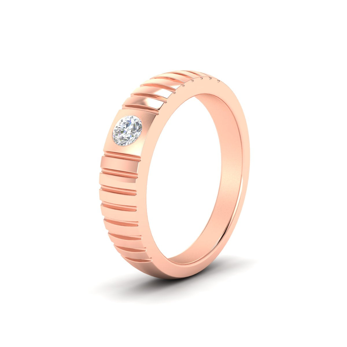 Mens Bezel Set Modern Wedding Ring