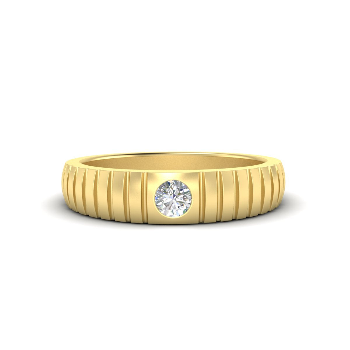 Mens Bezel Set Modern Wedding Ring