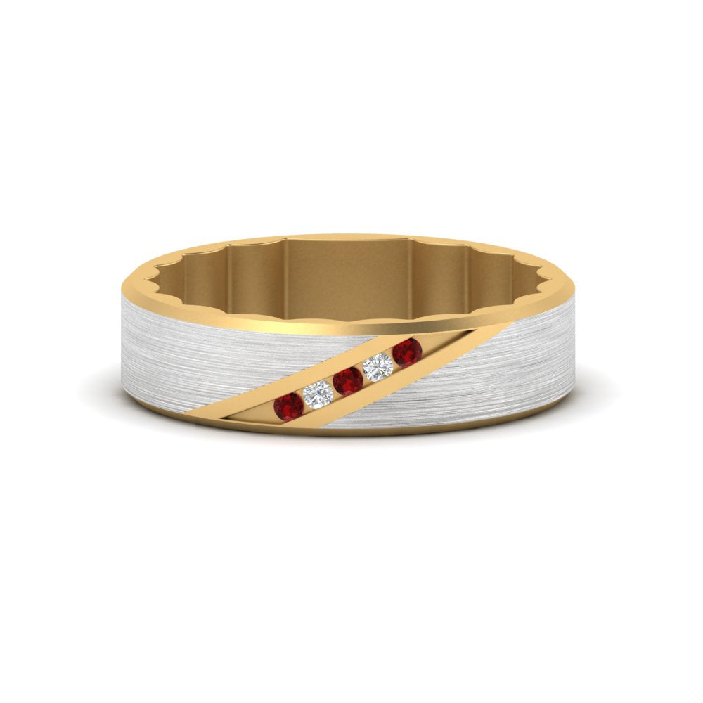 Brush Finish 2 Tone Promise Ring