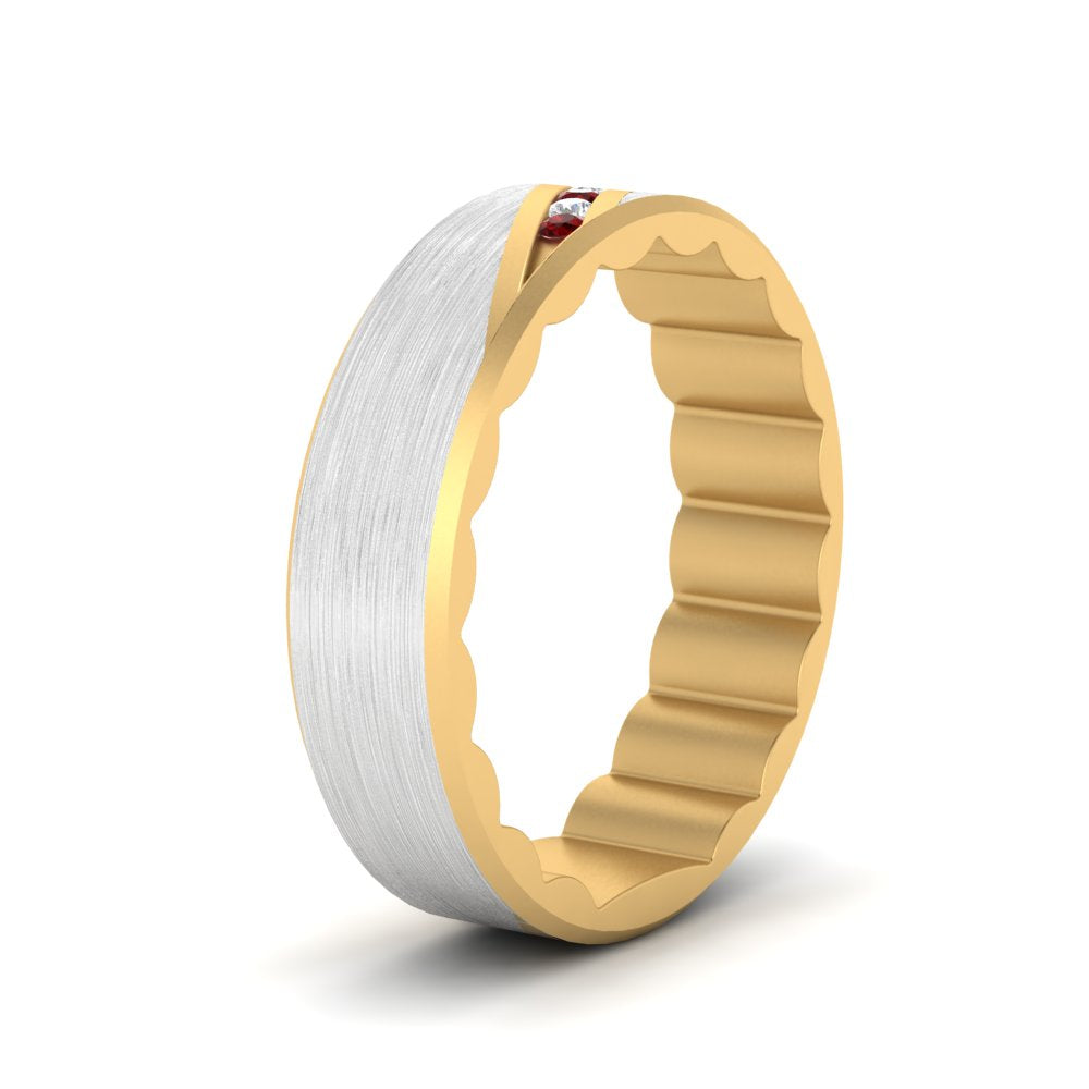 Brush Finish 2 Tone Promise Ring