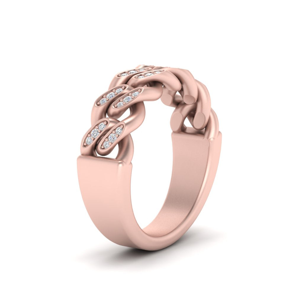 Mens Cuban Link Diamond Wedding Ring