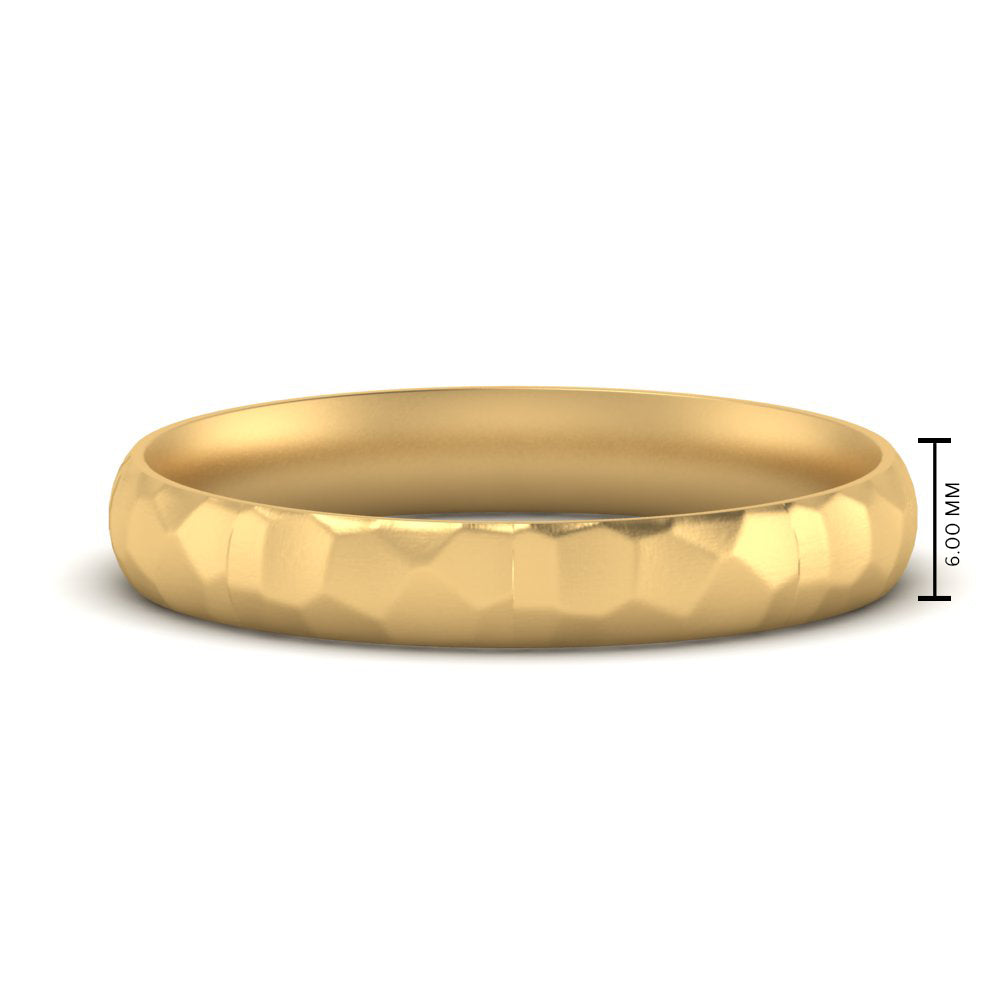 5 mm Mens Hammered Comfort Fit Wedding Band