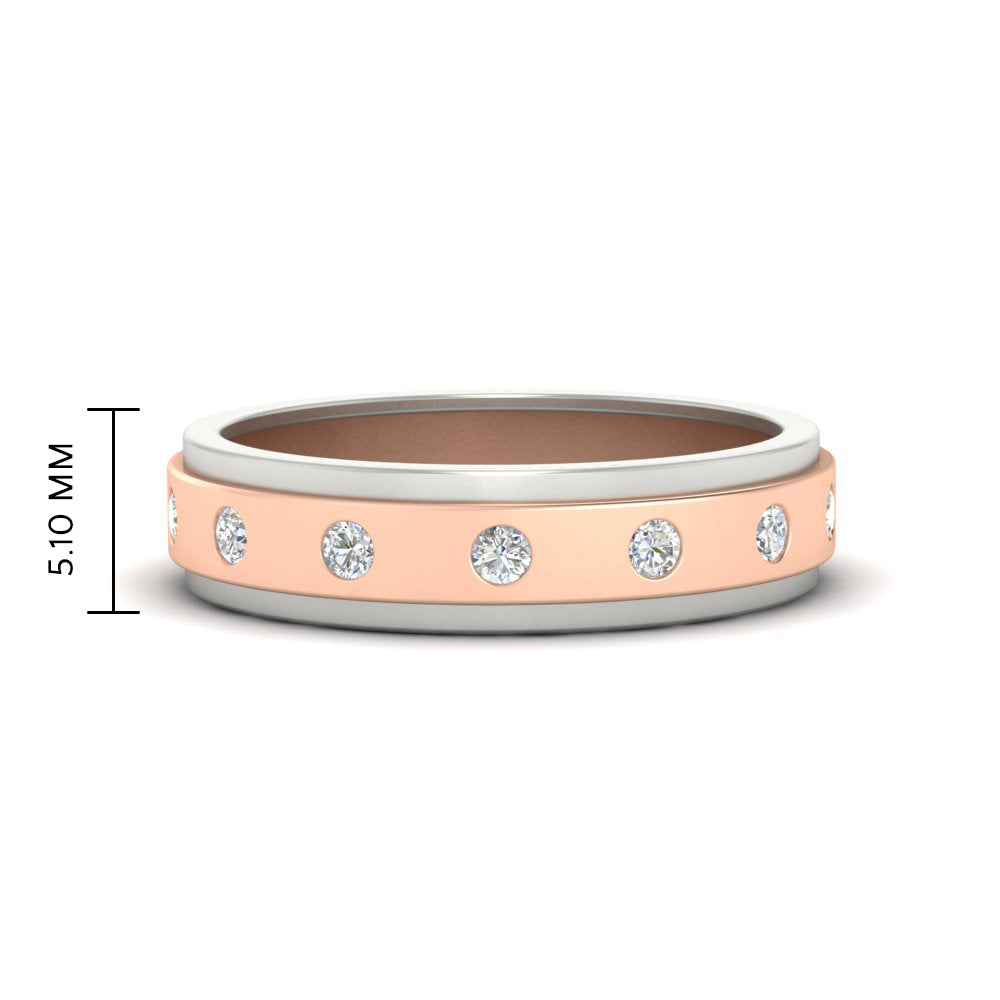 Mens Two Tone Bezel Stone Wedding Ring