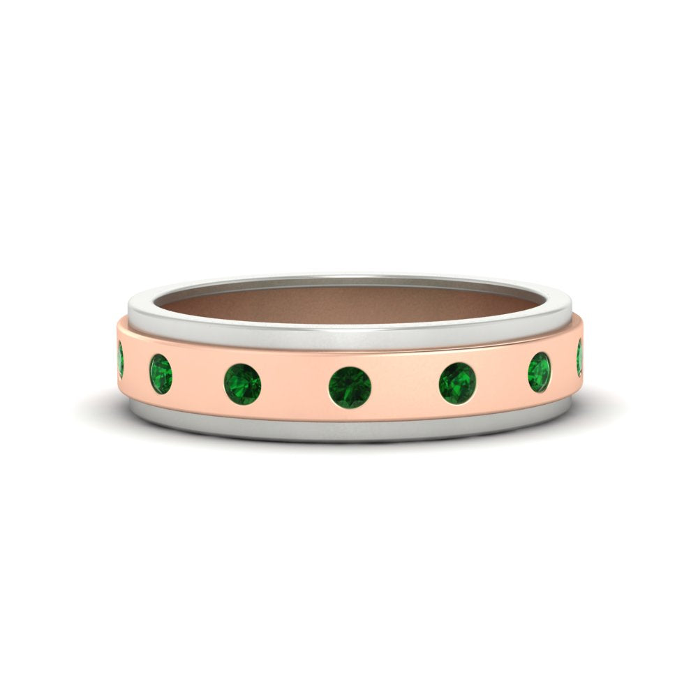Mens Two Tone Bezel Stone Wedding Ring