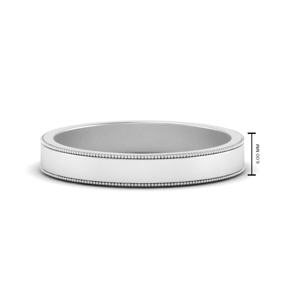 Flat Milgrain Mens Wedding Band
