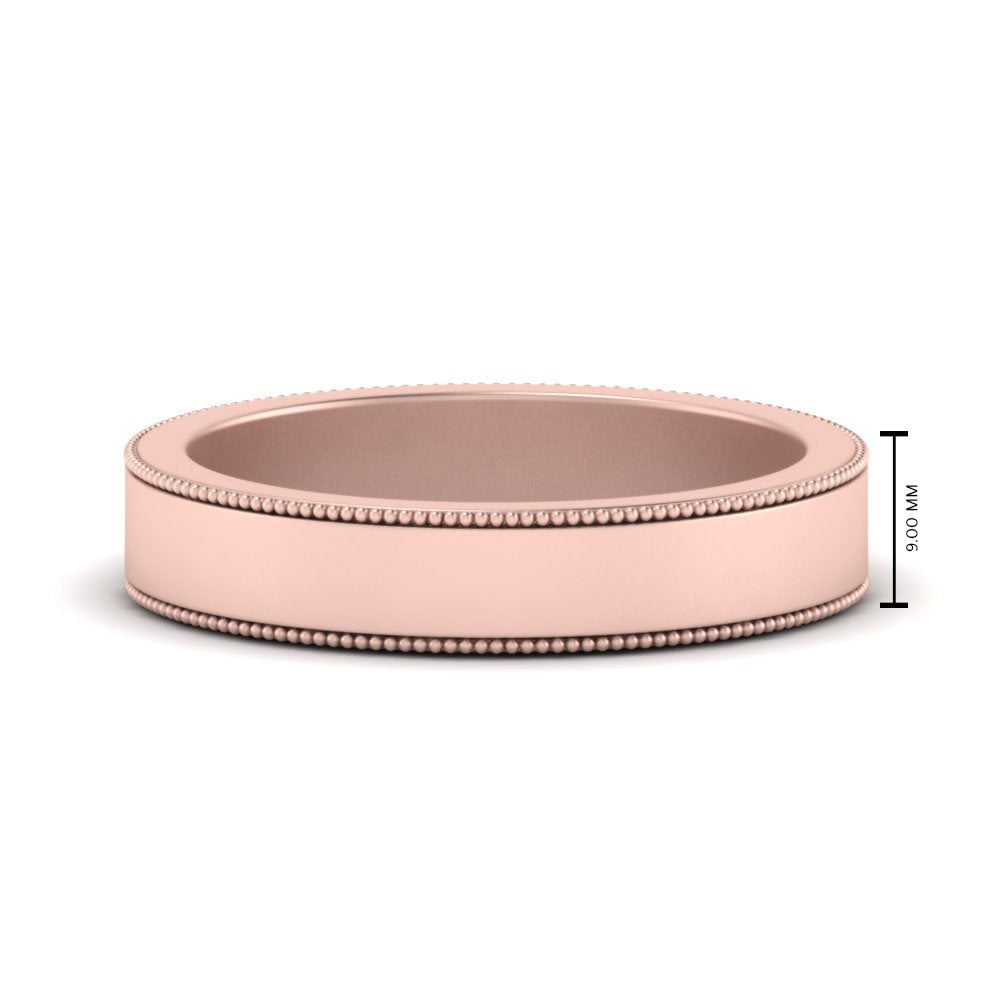 Flat Milgrain Mens Wedding Band