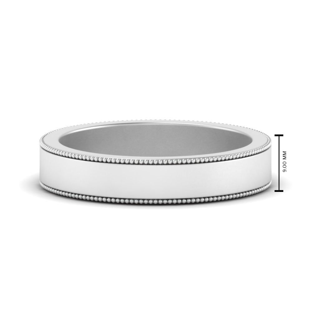 Flat Milgrain Mens Wedding Band