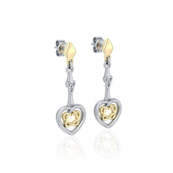 Celtic Heart Sterling Silver and 14K Gold Accent Post Earrings MER1676 | Earrings | Wiccan Center