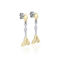 Celtic Trinity Knot Sterling Silver and 14K Gold Accent Post Earrings MER1679