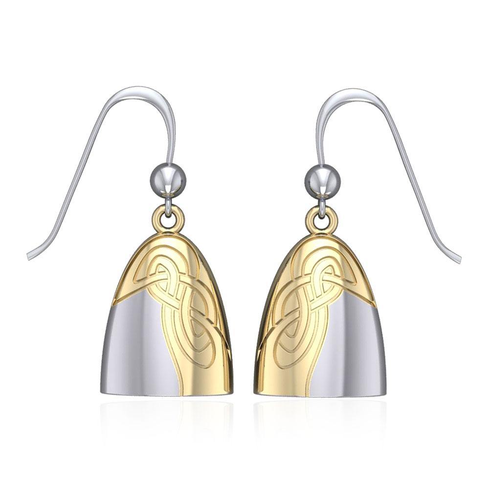 Danu Silver and Gold Celtic Knotwork Earrings by Peter Stone MER549 Exquisite Sterling Silver Jewelry