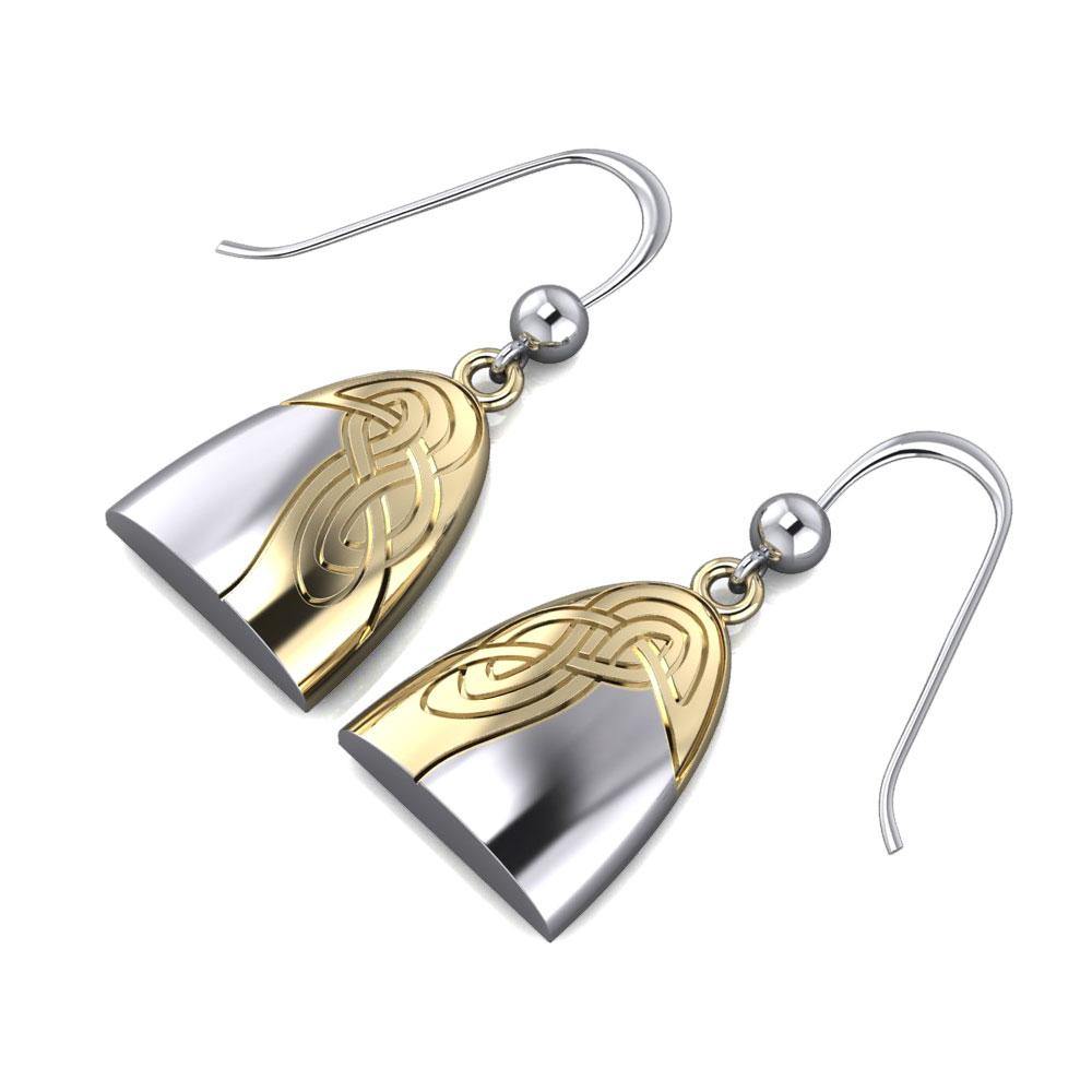 Danu Silver and Gold Celtic Knotwork Earrings by Peter Stone MER549 Exquisite Sterling Silver Jewelry