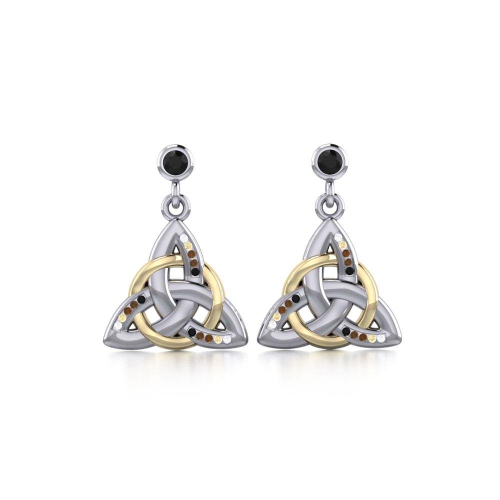 Celtic Trinity Knot Silver and Gold Earrings MER704