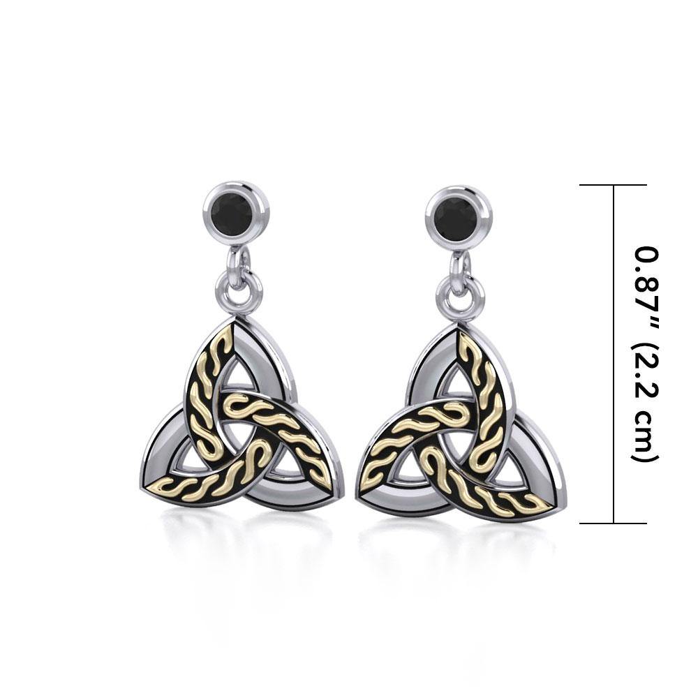 Celtic Knotwork Trinity Sterling Silver with 18K Gold Accent Post Earrings MER705