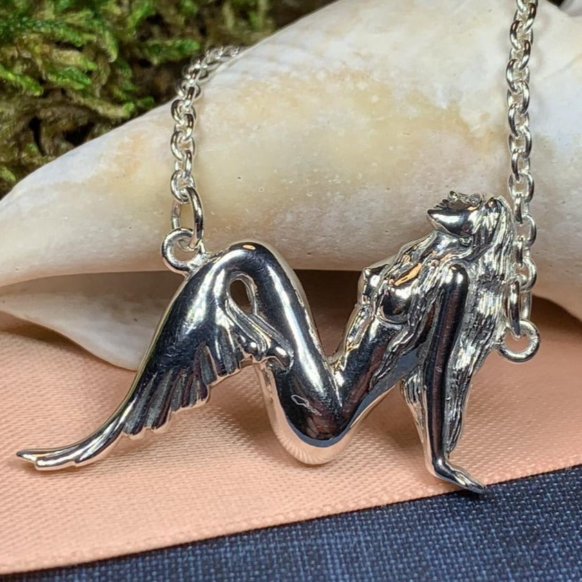 Ocean Mermaid Goddess Necklace in Sterling Silver | Necklet | Wiccan Center