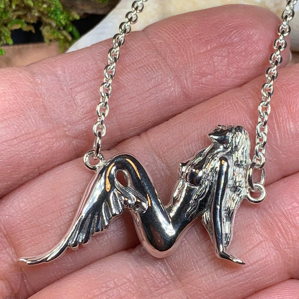 Ocean Mermaid Goddess Necklace in Sterling Silver | Necklet | Wiccan Center