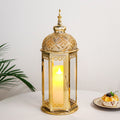 Moroccan Candle Lantern 17'' Gold Hexagonal Candle Holder | | Wiccan Center