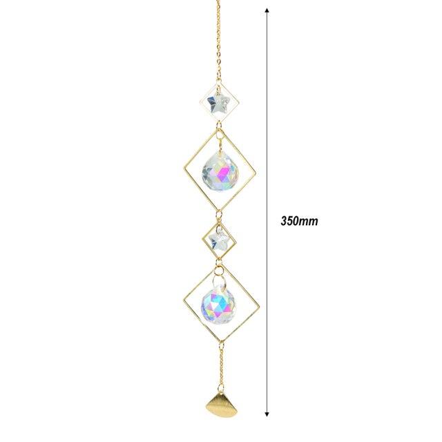 Metallic Hoop Moon Sun Catcher Hanging Crystal Pendant Chandelier Lamps Light Crystals Glass Pendants Light Rainbow Maker Wind Chime Hanging Drop Gift of Good Luck Garden Decor Hanging Ornament For Home Decoration | STDEMAQ9WS0 | Wiccan Center