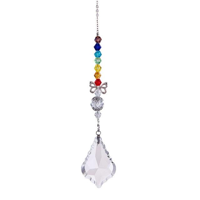 Metallic Hoop Moon Sun Catcher Hanging Crystal Pendant Chandelier Lamps Light Crystals Glass Pendants Light Rainbow Maker Wind Chime Hanging Drop Gift of Good Luck Garden Decor Hanging Ornament For Home Decoration | STDEMAQ9WS0 | Wiccan Center