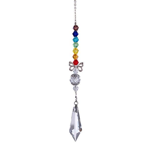 Metallic Hoop Moon Sun Catcher Hanging Crystal Pendant Chandelier Lamps Light Crystals Glass Pendants Light Rainbow Maker Wind Chime Hanging Drop Gift of Good Luck Garden Decor Hanging Ornament For Home Decoration | STDEMAQ9WS0 | Wiccan Center