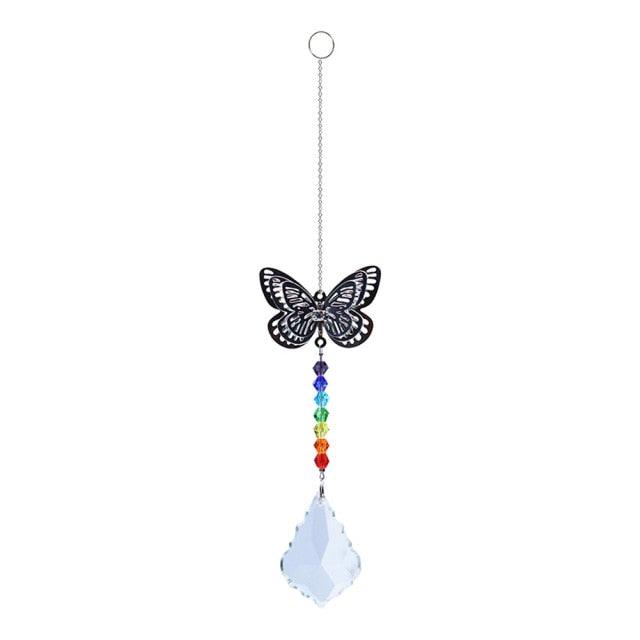 Metallic Hoop Moon Sun Catcher Hanging Crystal Pendant Chandelier Lamps Light Crystals Glass Pendants Light Rainbow Maker Wind Chime Hanging Drop Gift of Good Luck Garden Decor Hanging Ornament For Home Decoration | STDEMAQ9WS0 | Wiccan Center