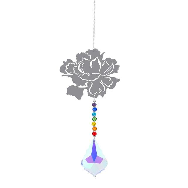 Metallic Hoop Moon Sun Catcher Hanging Crystal Pendant Chandelier Lamps Light Crystals Glass Pendants Light Rainbow Maker Wind Chime Hanging Drop Gift of Good Luck Garden Decor Hanging Ornament For Home Decoration | STDEMAQ9WS0 | Wiccan Center