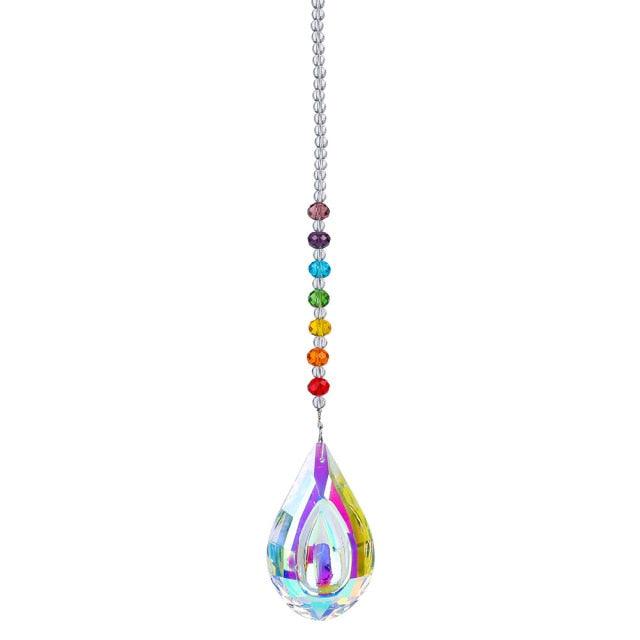 Metallic Hoop Moon Sun Catcher Hanging Crystal Pendant Chandelier Lamps Light Crystals Glass Pendants Light Rainbow Maker Wind Chime Hanging Drop Gift of Good Luck Garden Decor Hanging Ornament For Home Decoration | STDEMAQ9WS0 | Wiccan Center