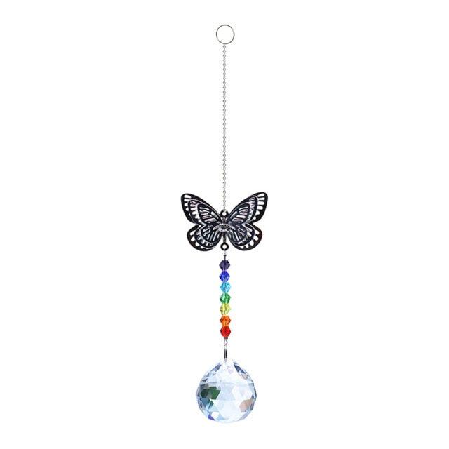 Metallic Hoop Moon Sun Catcher Hanging Crystal Pendant Chandelier Lamps Light Crystals Glass Pendants Light Rainbow Maker Wind Chime Hanging Drop Gift of Good Luck Garden Decor Hanging Ornament For Home Decoration | STDEMAQ9WS0 | Wiccan Center