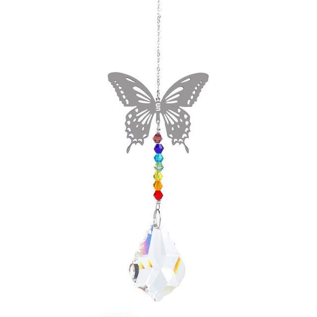 Metallic Hoop Moon Sun Catcher Hanging Crystal Pendant Chandelier Lamps Light Crystals Glass Pendants Light Rainbow Maker Wind Chime Hanging Drop Gift of Good Luck Garden Decor Hanging Ornament For Home Decoration | STDEMAQ9WS0 | Wiccan Center