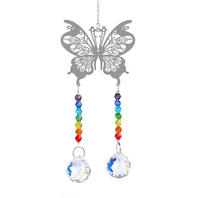 Metallic Hoop Moon Sun Catcher Hanging Crystal Pendant Chandelier Lamps Light Crystals Glass Pendants Light Rainbow Maker Wind Chime Hanging Drop Gift of Good Luck Garden Decor Hanging Ornament For Home Decoration | STDEMAQ9WS0 | Wiccan Center
