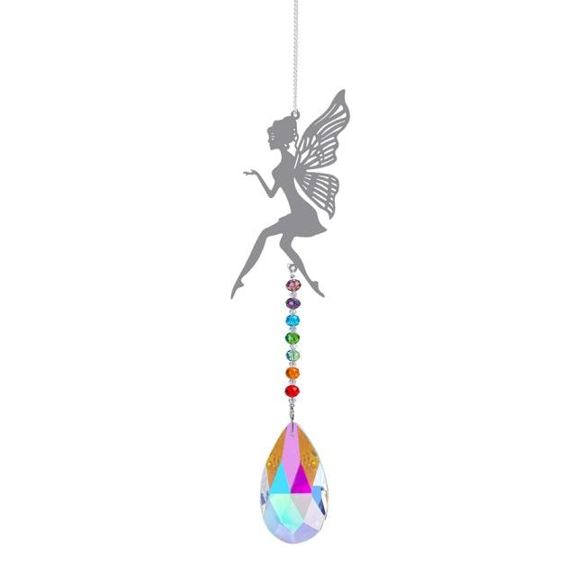 Metallic Hoop Moon Sun Catcher Hanging Crystal Pendant Chandelier Lamps Light Crystals Glass Pendants Light Rainbow Maker Wind Chime Hanging Drop Gift of Good Luck Garden Decor Hanging Ornament For Home Decoration | STDEMAQ9WS0 | Wiccan Center