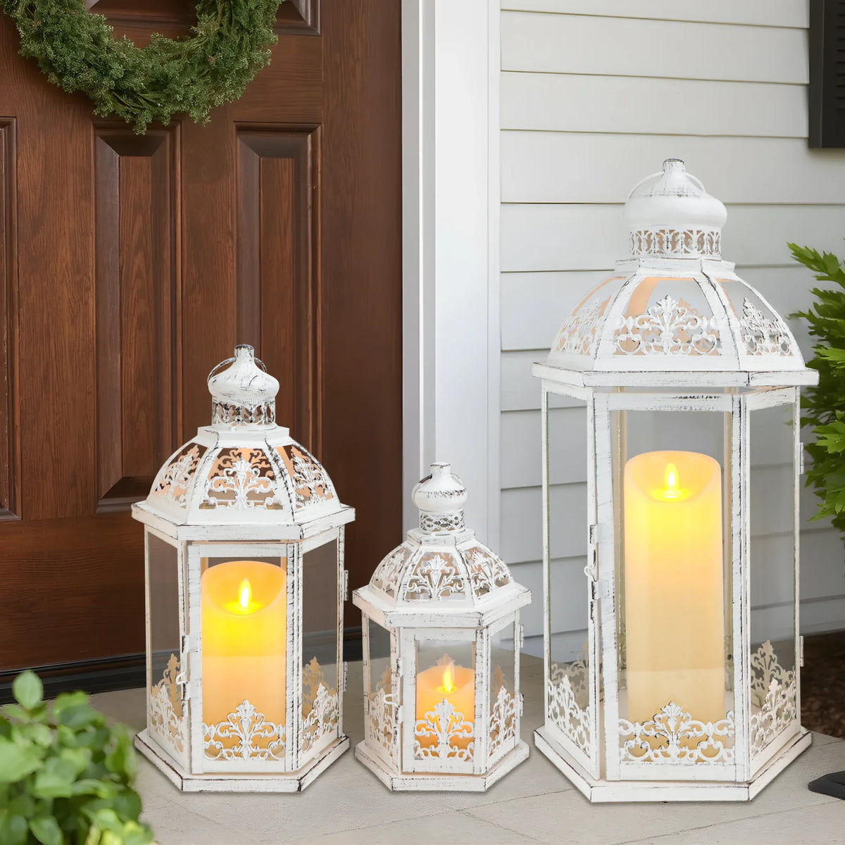 19''&13.5''&9.5" H Vintage Hanging Lantern Set of 3 Decorative Lanterns | | Wiccan Center