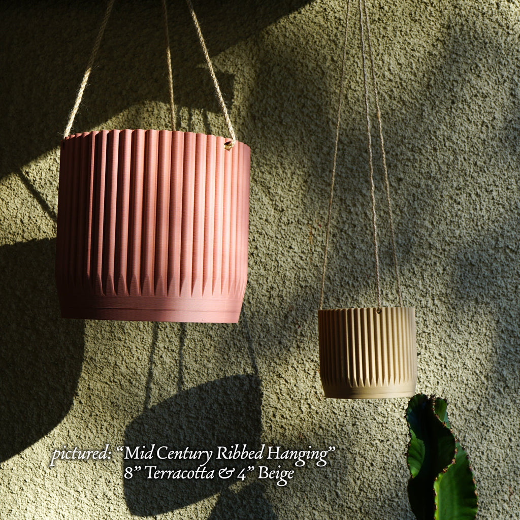 Mid Century Ribbed Hanging Plant Pots | Hanging Planter | Wiccan Center