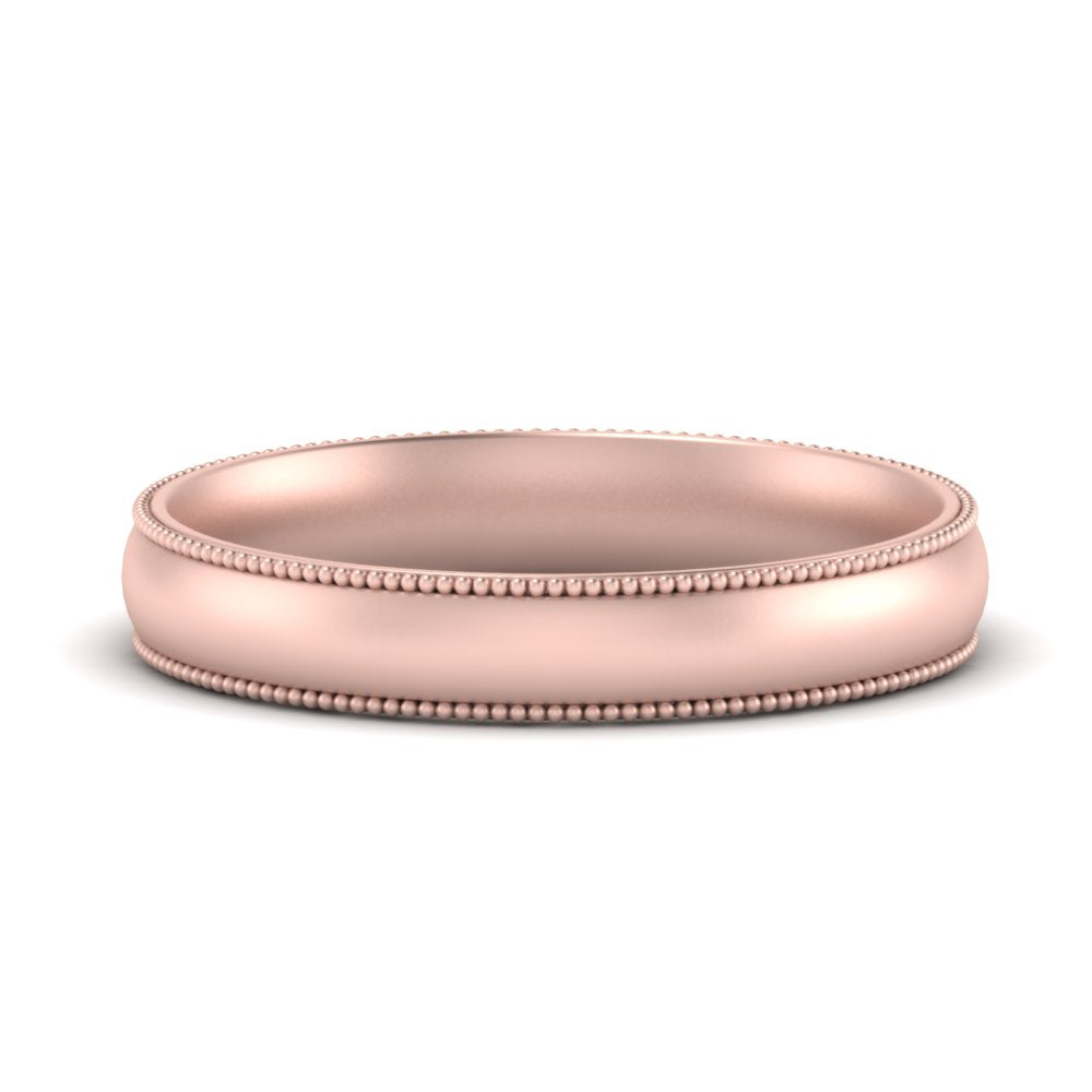 4 mm Milgrain Comfort Fit Mens Wedding Band