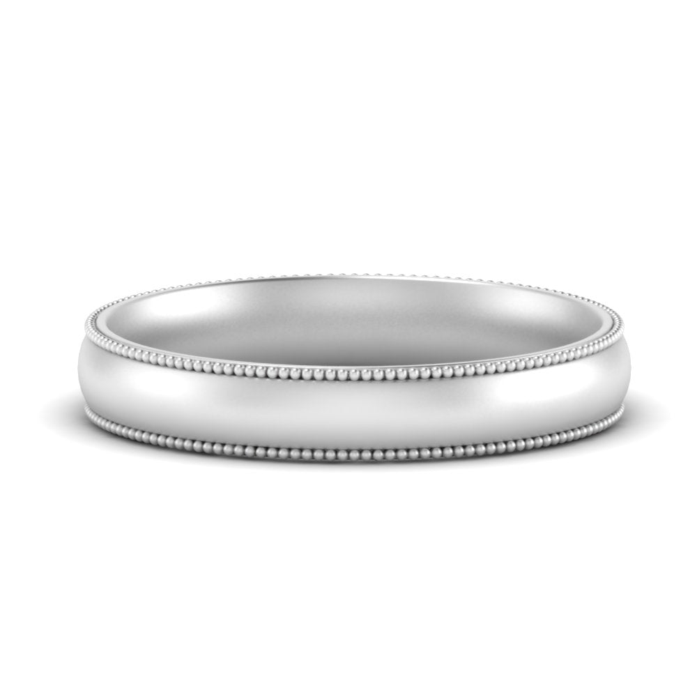 4 mm Milgrain Comfort Fit Mens Wedding Band