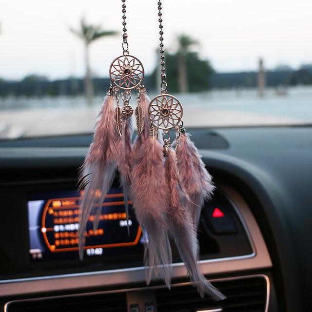 Mini Dream Catcher Car Pendant Wind Chimes Feather Decoration Home Decor Dream Catchers Car Handmade Hanging Charm Wind Chime Traditional White Feather Ornaments Wall Hanging Adornment Handmade Dreamcatcher Gifts | ALUBK654XCV | Wiccan Center