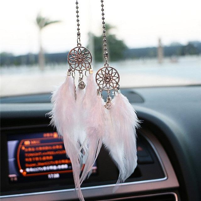 Mini Dream Catcher Car Pendant Wind Chimes Feather Decoration Home Decor Dream Catchers Car Handmade Hanging Charm Wind Chime Traditional White Feather Ornaments Wall Hanging Adornment Handmade Dreamcatcher Gifts | ALUBK654XCV | Wiccan Center