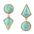 Miss-Matched Blue Turquoise Golden Post Earrings | Earrings | Wiccan Center