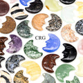 Mixed Gemstone Crescent Moon Faces (4 Pieces) Size 6 to 7 cm Assorted Crystal Carvings