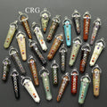 Mixed Gemstone Obelisk Double Point Pendants with 7 Stone Detail (4 Pieces) (2 Inches)
