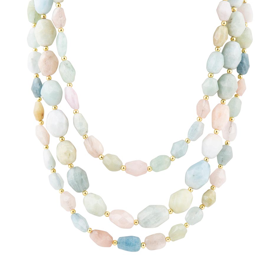 Mixed Morganite Pastel Statement Strand Necklace | Necklaces | Wiccan Center