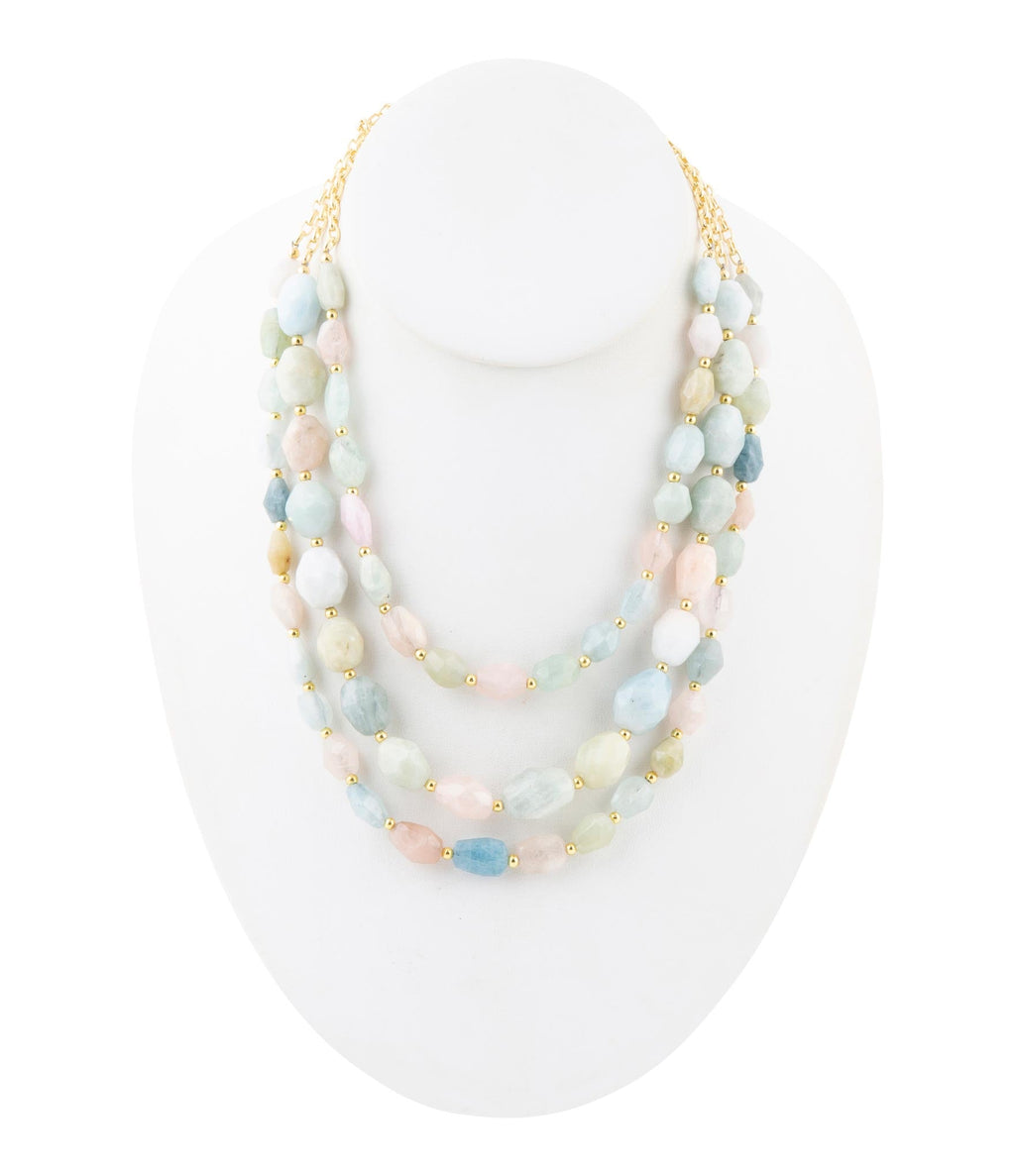 Mixed Morganite Pastel Statement Strand Necklace | Necklaces | Wiccan Center