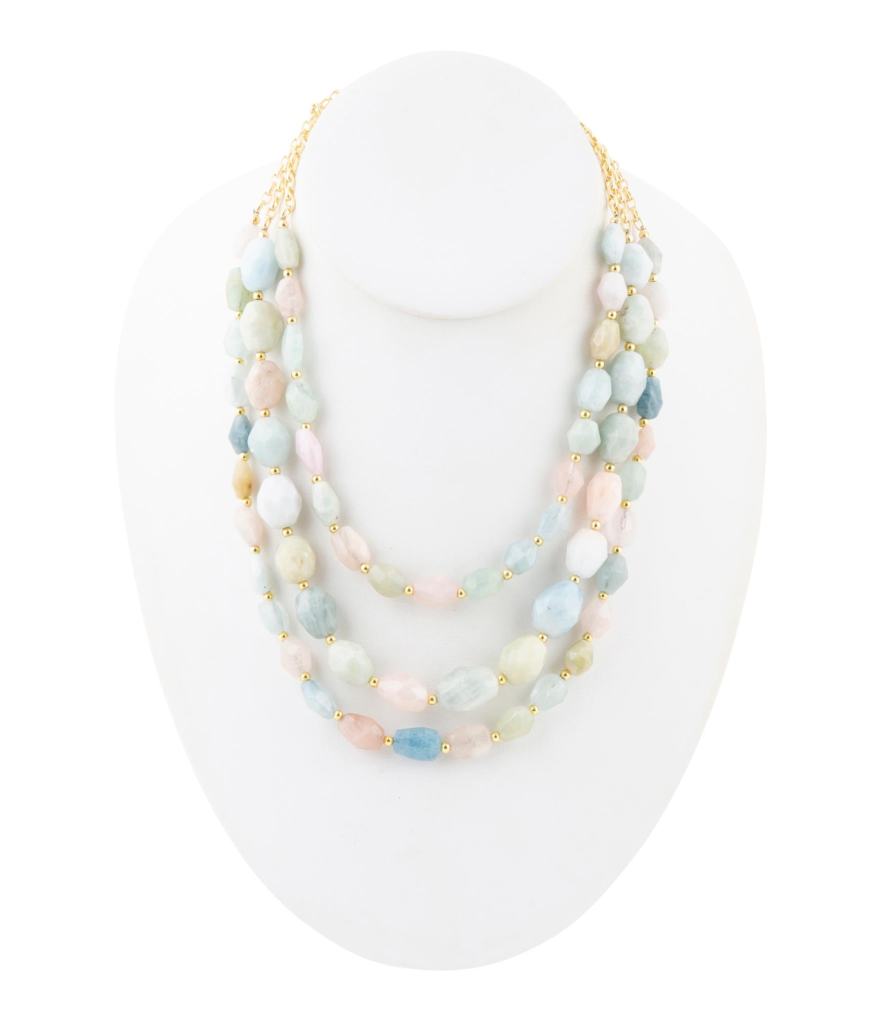 Mixed Morganite Pastel Statement Strand Necklace | Necklaces | Wiccan Center