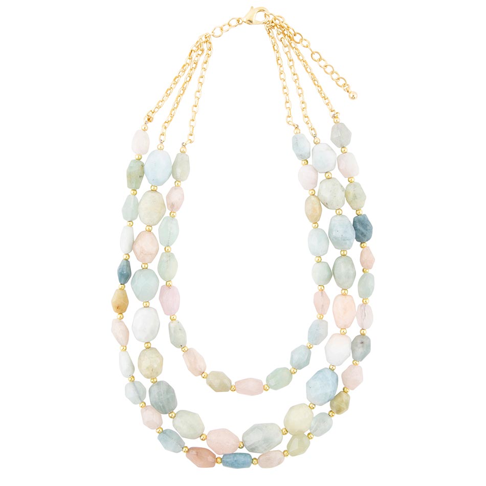 Mixed Morganite Pastel Statement Strand Necklace | Necklaces | Wiccan Center