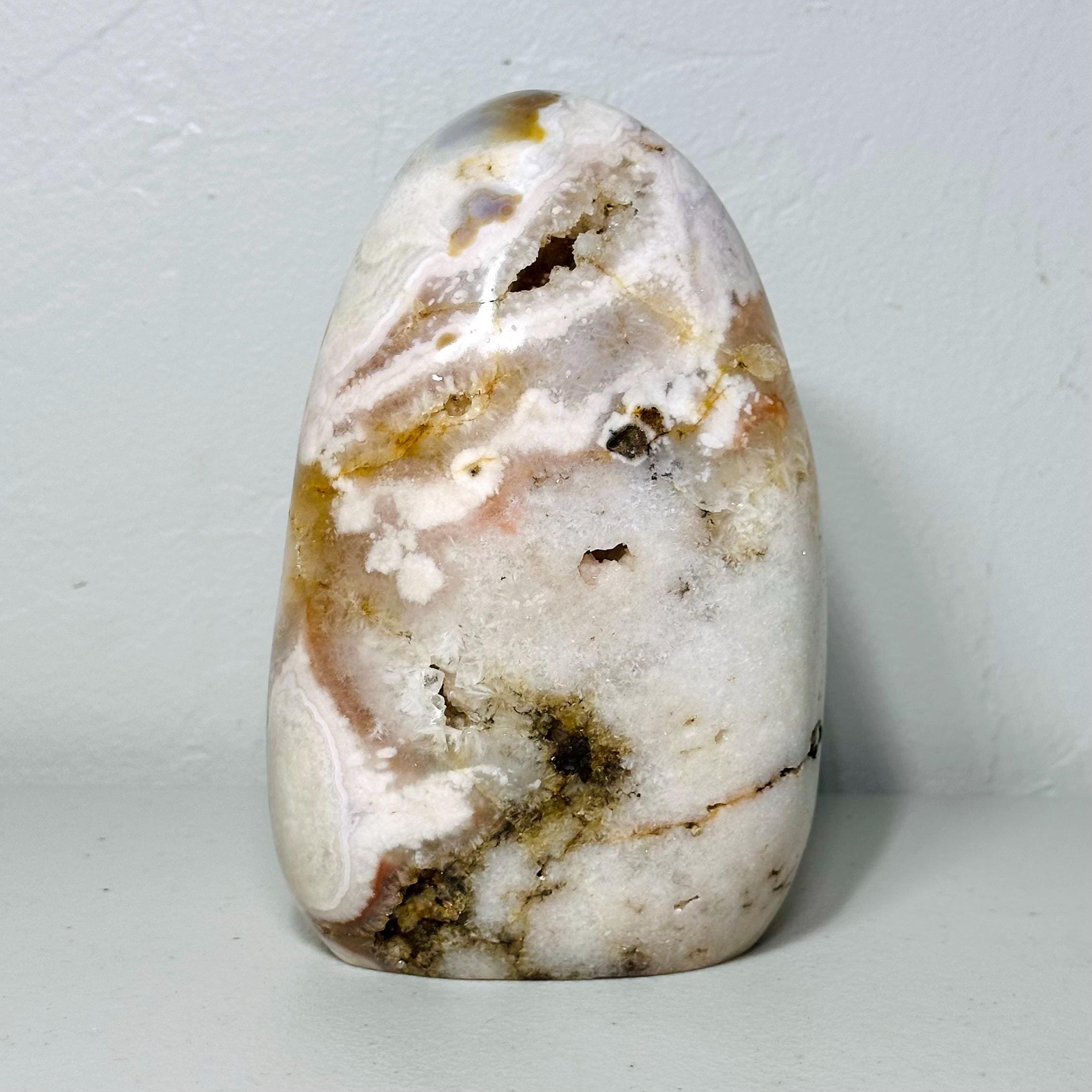 One-of-a-Kind Pink Amethyst Flower Agate Freeform – Blush, Cream & Earth-Tone Banding, 2.2 lb