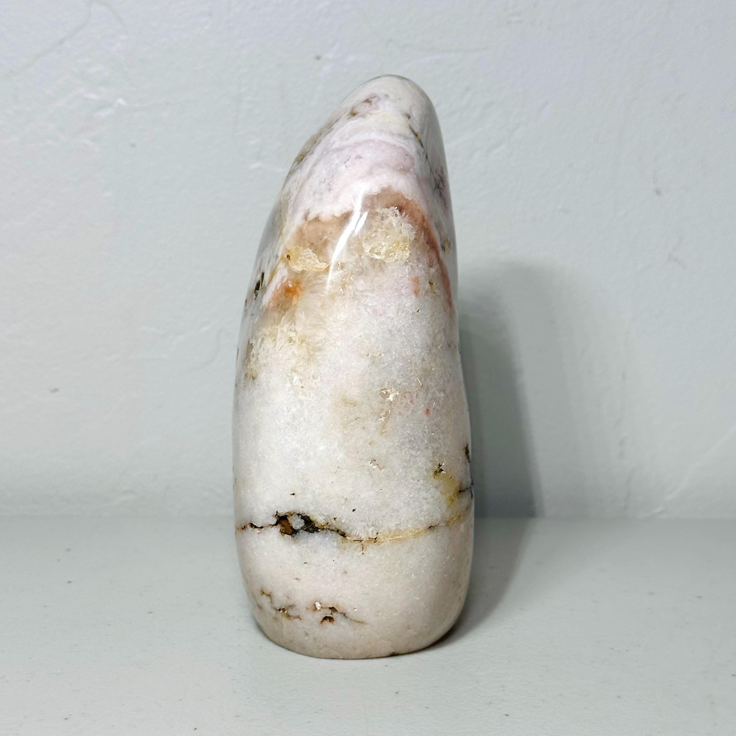 One-of-a-Kind Pink Amethyst Flower Agate Freeform – Blush, Cream & Earth-Tone Banding, 2.2 lb
