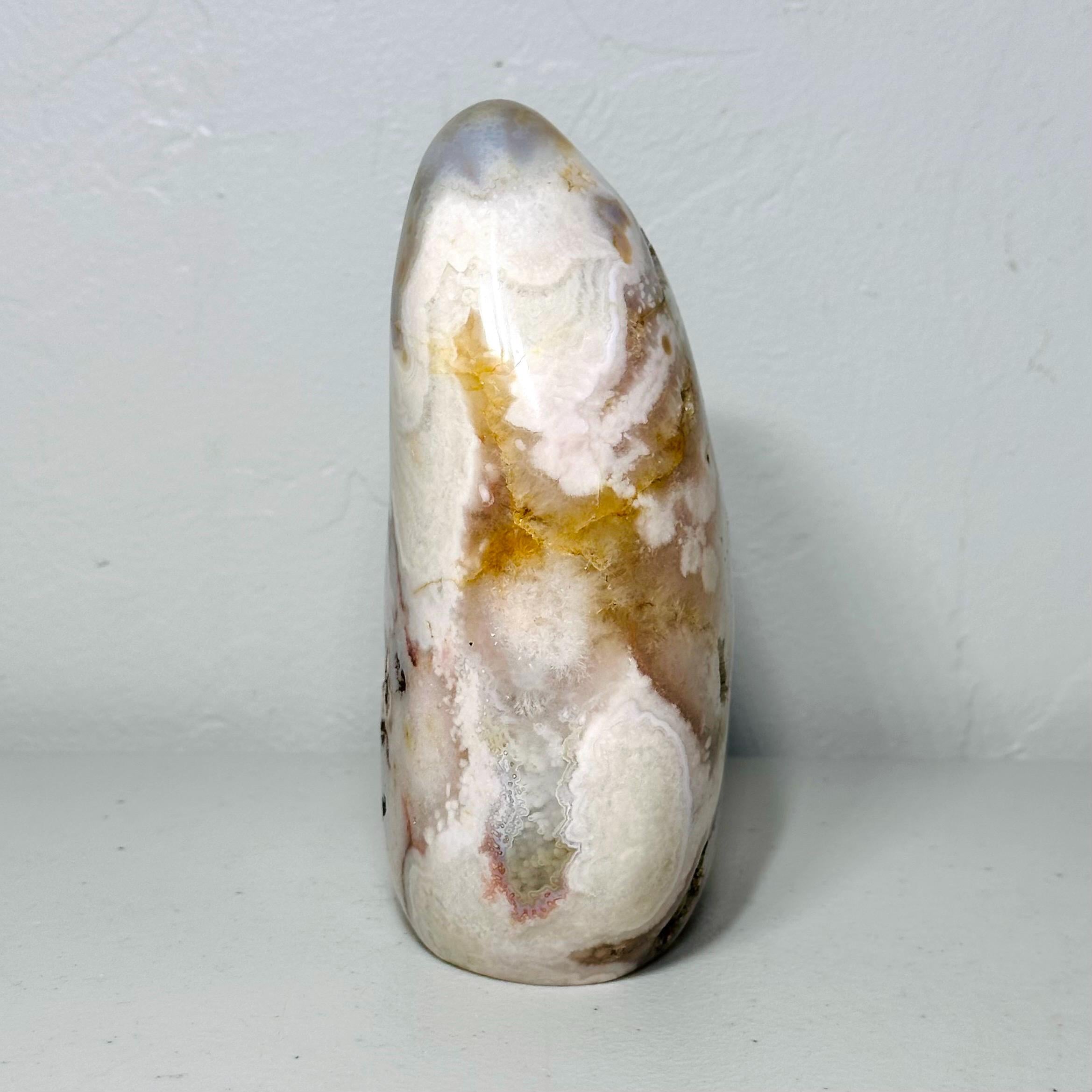 One-of-a-Kind Pink Amethyst Flower Agate Freeform – Blush, Cream & Earth-Tone Banding, 2.2 lb
