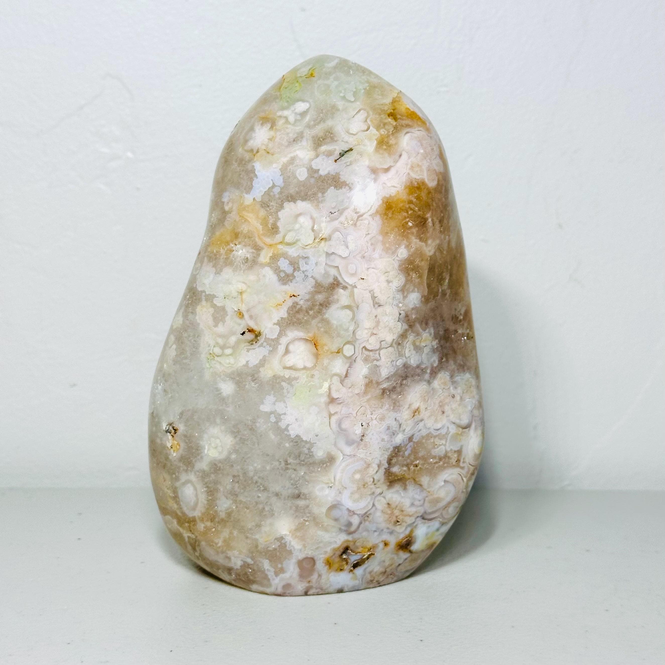 One-of-a-Kind Pink Amethyst Flower Agate Freeform – Cream, Gold & Soft Lavender, 3.2 lb