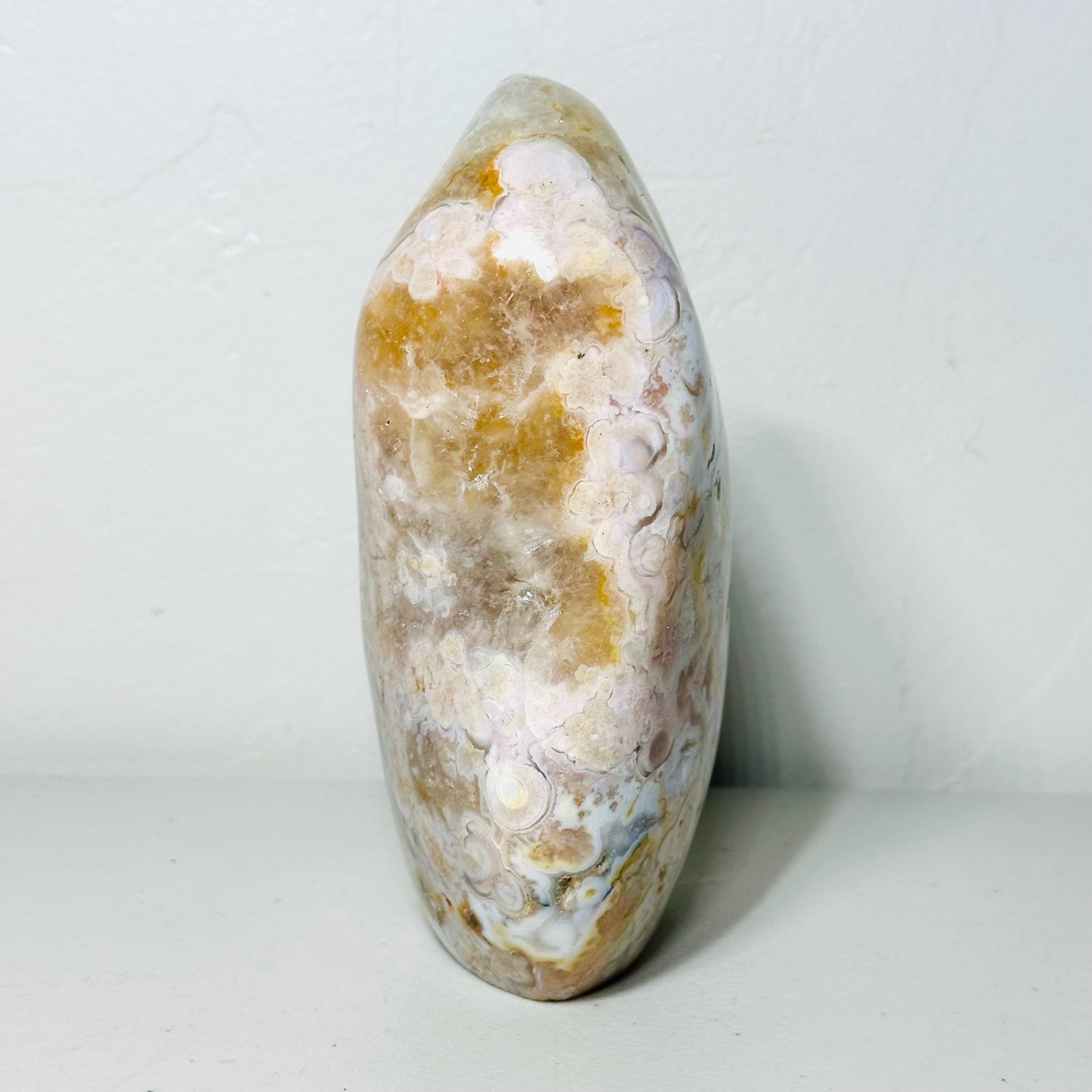 One-of-a-Kind Pink Amethyst Flower Agate Freeform – Cream, Gold & Soft Lavender, 3.2 lb